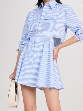 NWT O.P.T. Blue and white striped shirt dress